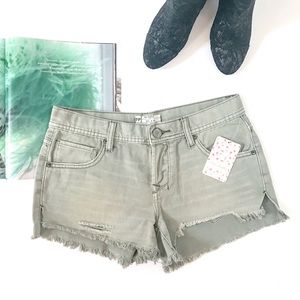 Free People Jean Shorts Distressed Frayed Hem Gray